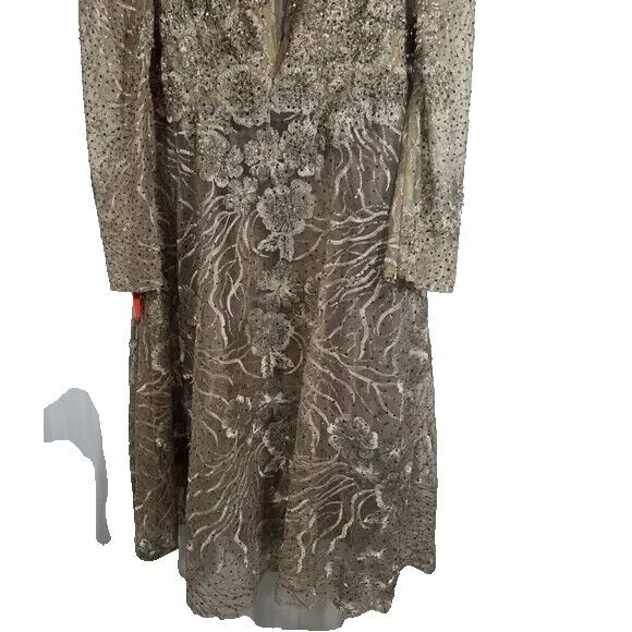 Mac Duggal 20286 Embellished Gown Plunge V-neck‎ Long Sleeve Midi Dress 10 $598 - Picture 6 of 7